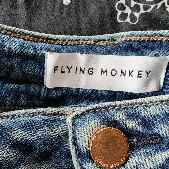 Flying Monkey Blue Distressed Straight Leg Jeans - Picture 4 of 5